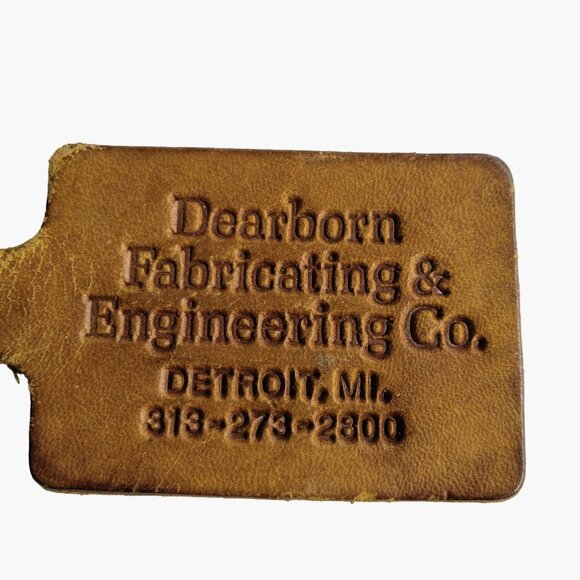 Leather Stamp Keychain Dearborn Fabricating Manufacturing Detroit Michigan VTG - Picture 4 of 5